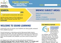 Screenshot of MPR's Sound Learning homepage